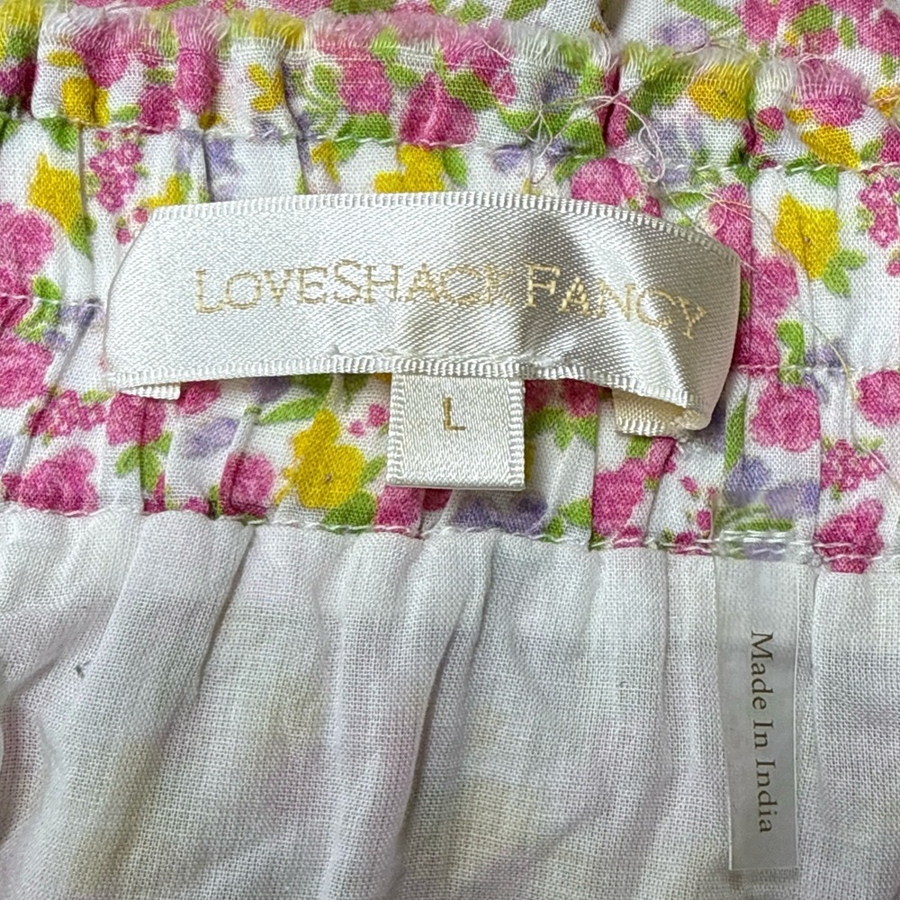 LoveShackFancy Floral Mini Skirt Size L Pink Yellow Cotton Boho Cottagecore - Picture 6 of 7